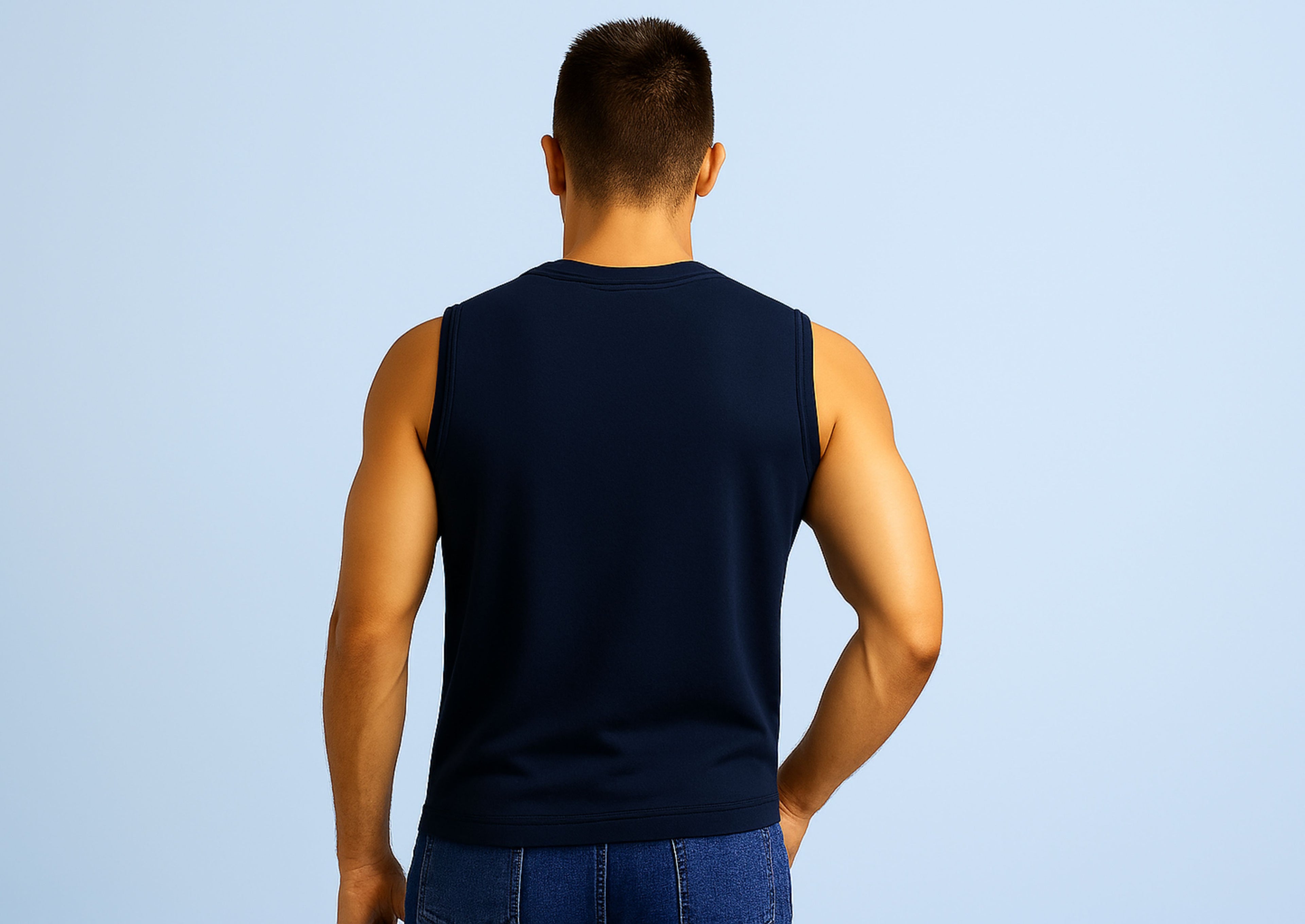 Navy Blue Men's Sleeveless T-Shirt