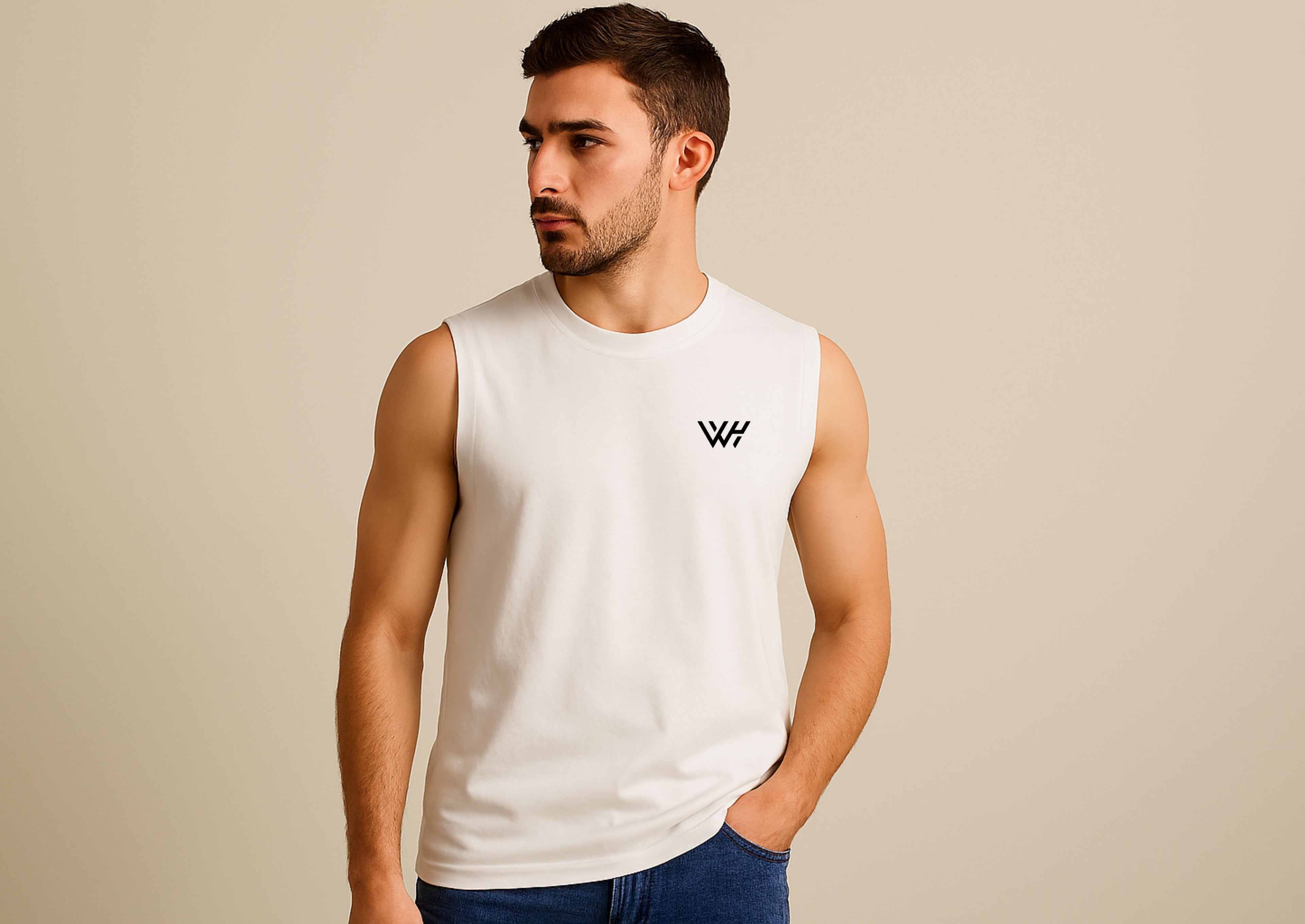 White Men's Sleeveless T-Shirt