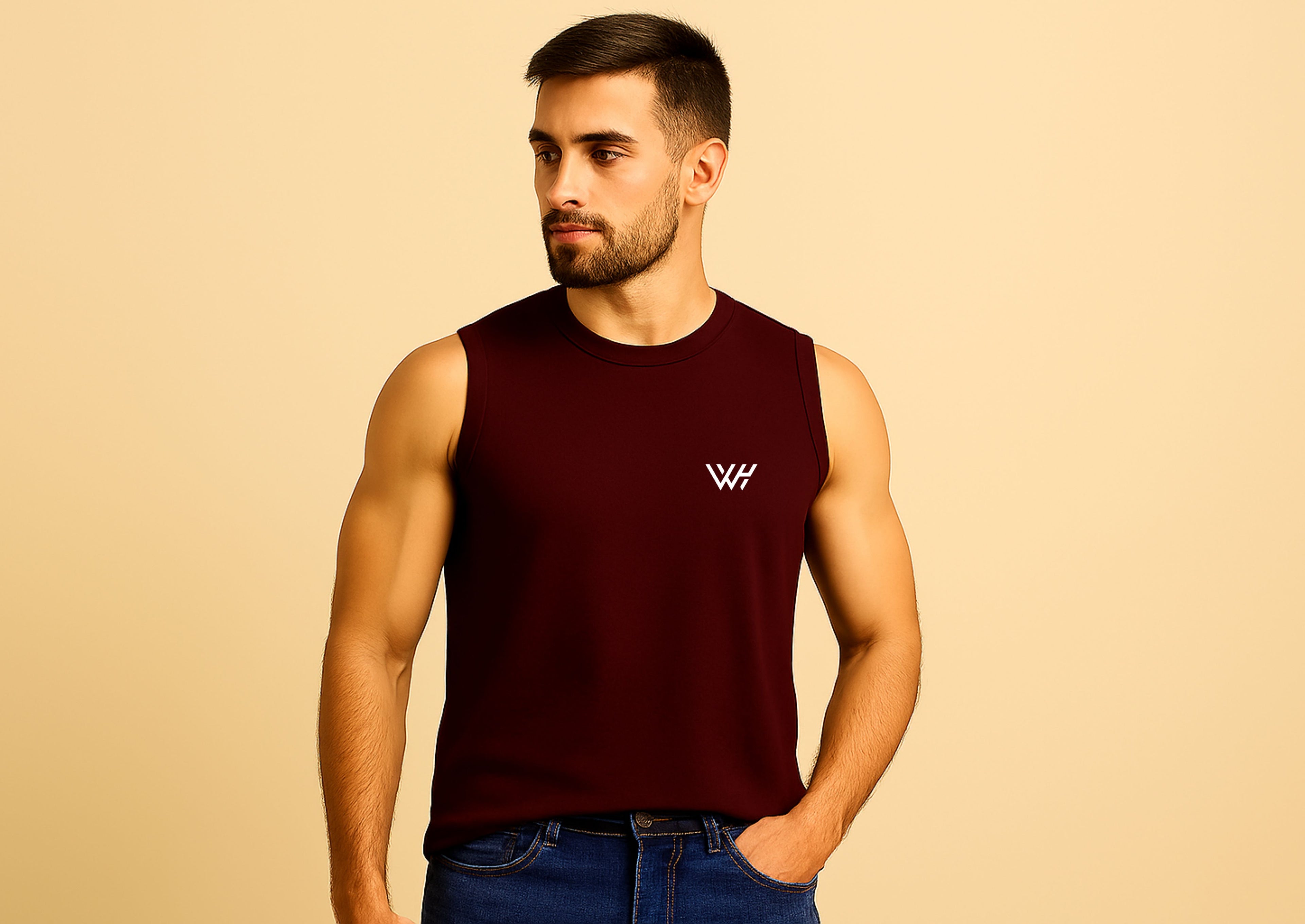 Maroon Men's Sleeveless T-Shirt