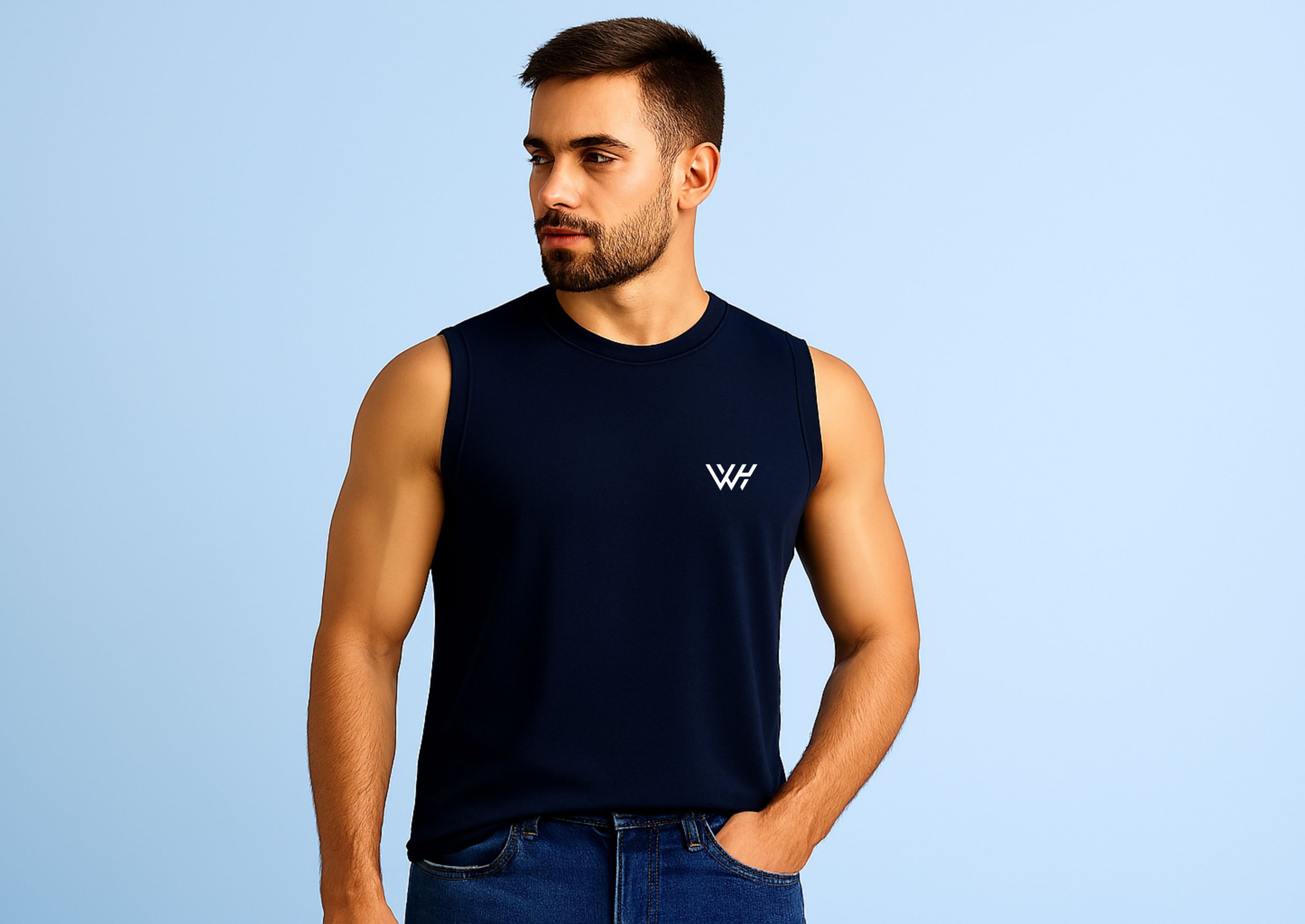 Navy Blue Men's Sleeveless T-Shirt
