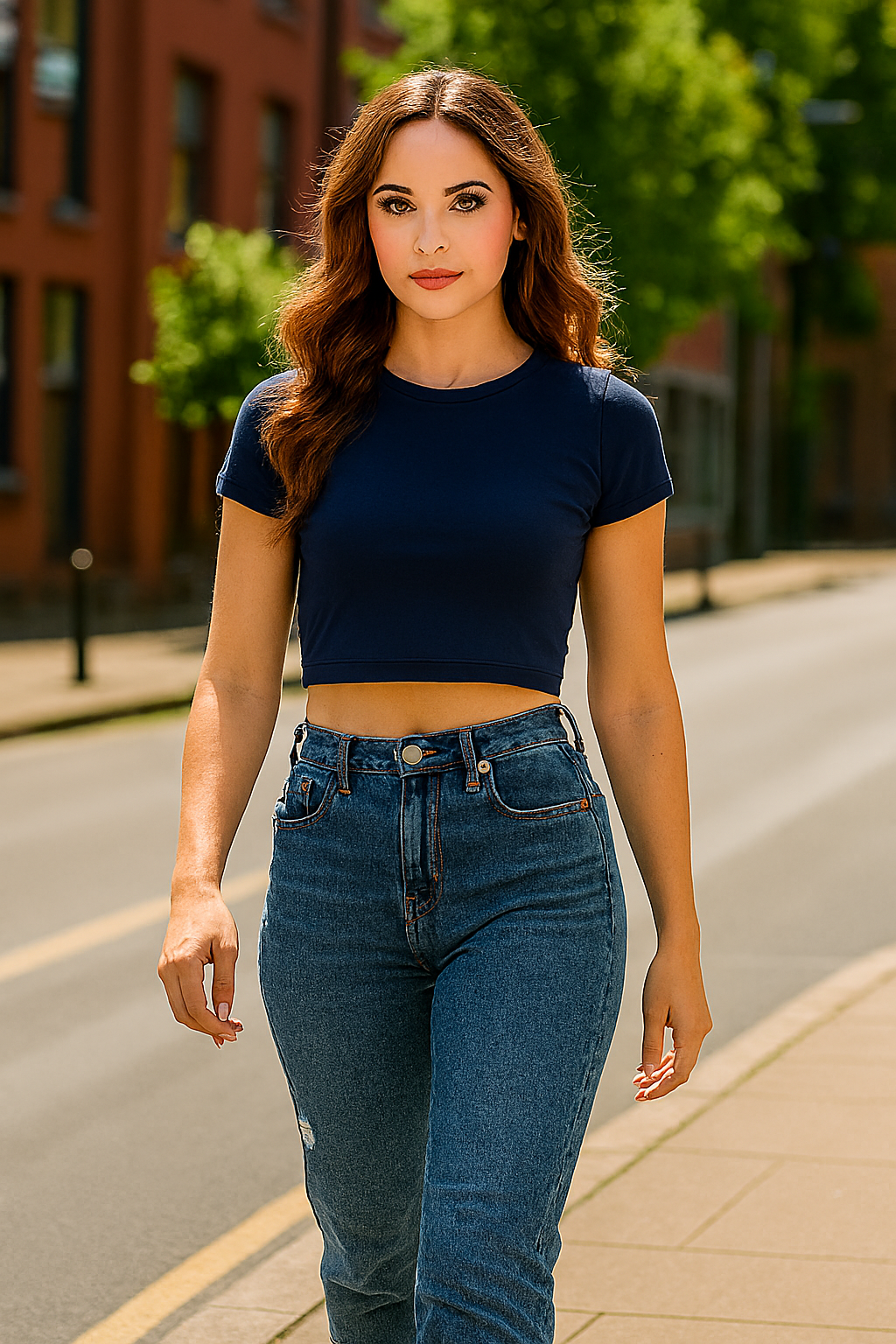 Navy Blue Crop Top