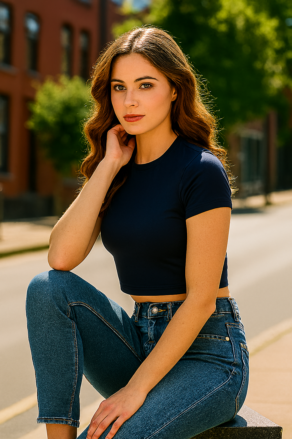 Navy Blue Crop Top