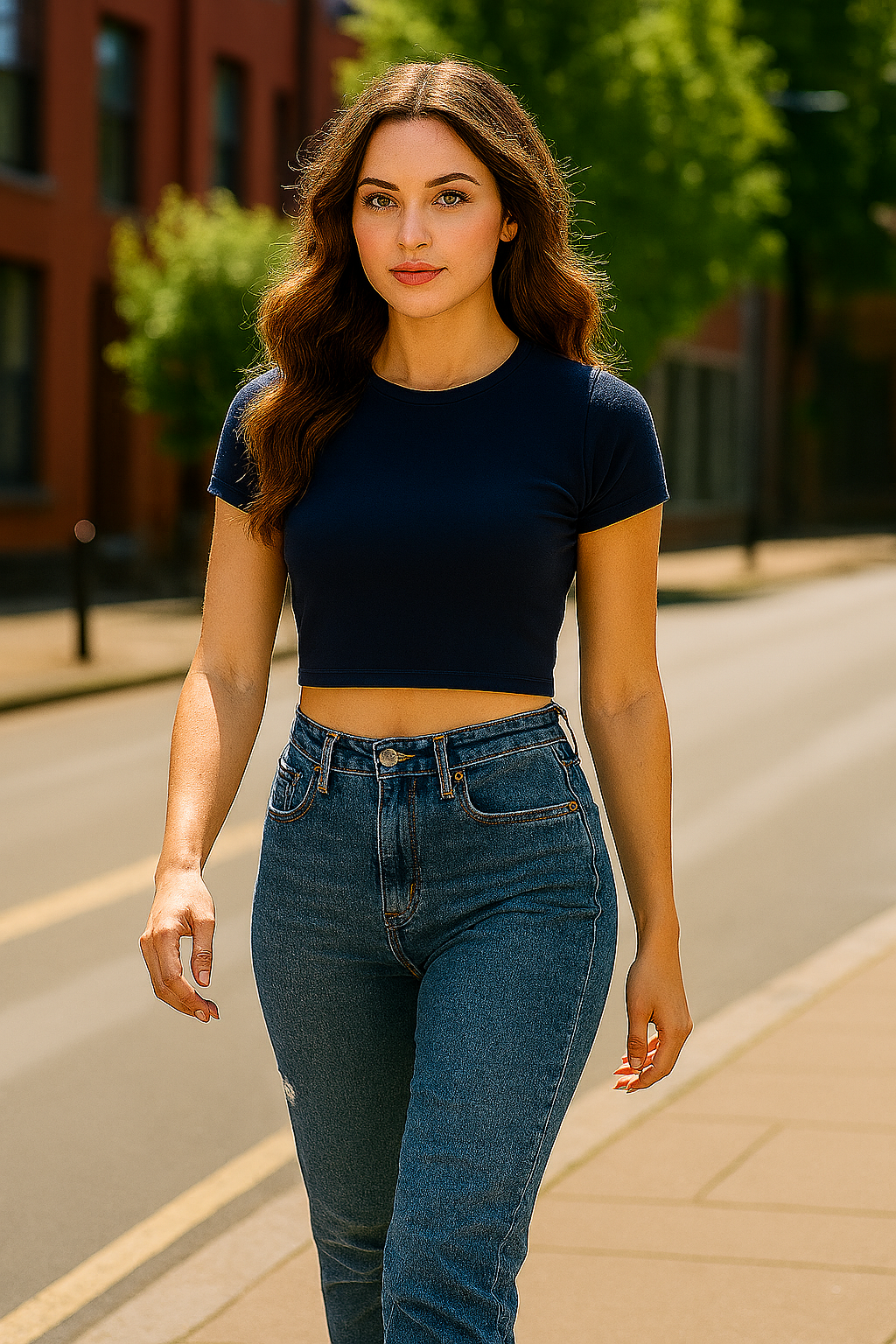 Navy Blue Crop Top